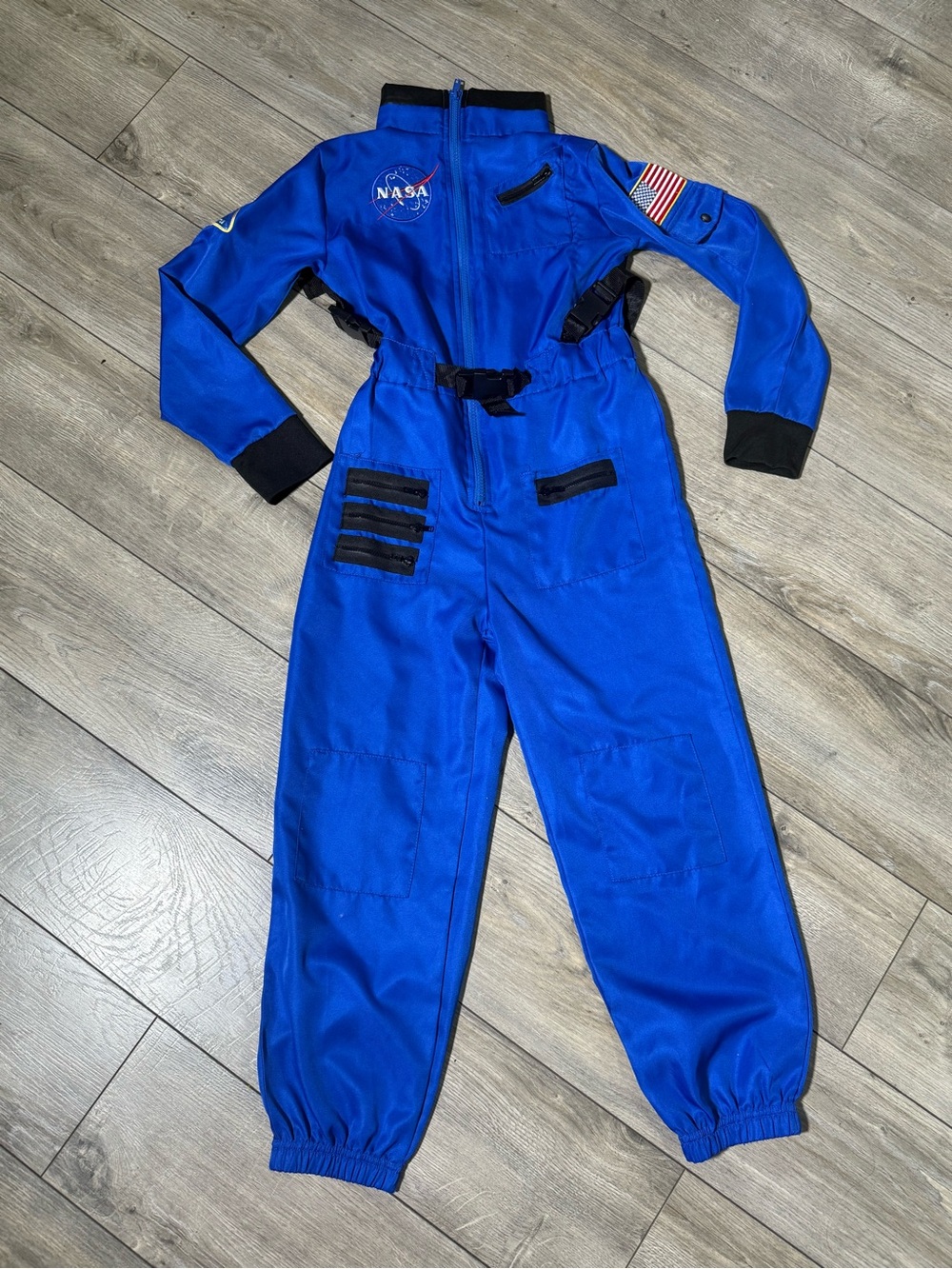 Kids Blue NASA Flight Jumpsuit with Patch Details